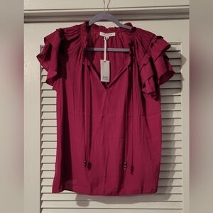 NWT Rose & Olive Fuchsia Ruffle Sleeve Blouse